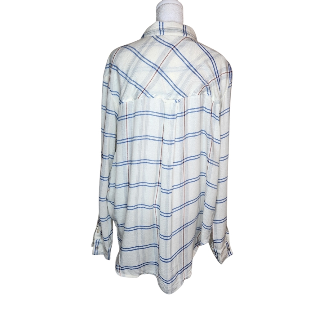 NEW Pilcro Plaid Tuxedo Ruffle Wool Blend Flannel Shirt Size Large - Picture 3 of 10